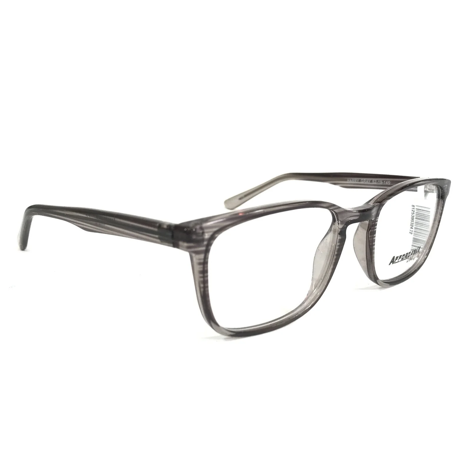 Affordable Designs Eyeglasses Frames HARRY Gray Striped Horn Square 52-19-145 2