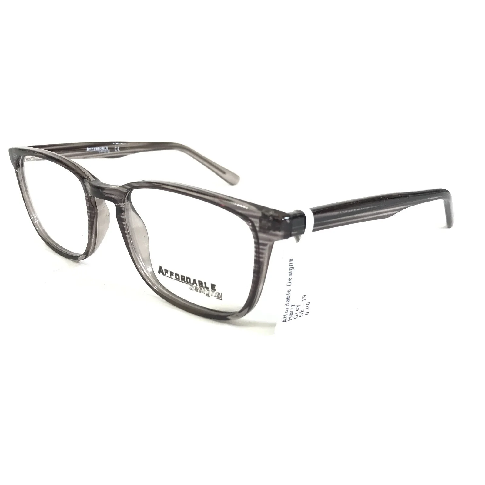Affordable Designs Eyeglasses Frames HARRY Gray Striped Horn Square 52-19-145 4