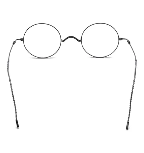 Agstum Retro Round Titanium Optical Eyeglasses Frame, Lightweight Wire Rim Glasses with Cable Temples, No Nose Pads (Silver) 4