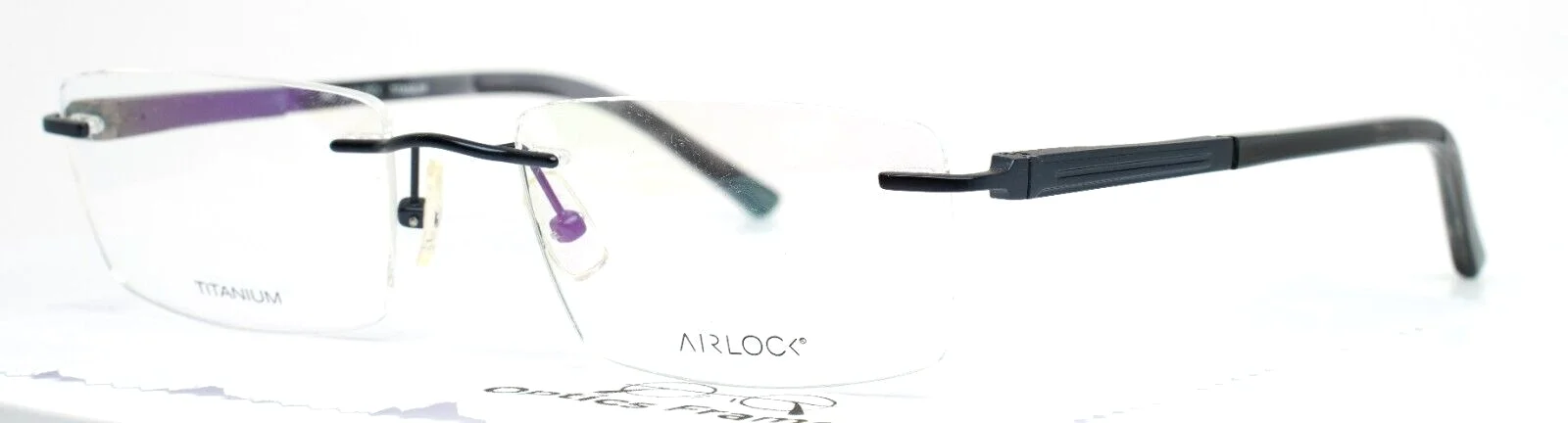 AIRLOCK Prestige 204 Blue Mens Rectangle Rimless Eyeglasses Frame 54-18-140 B:33