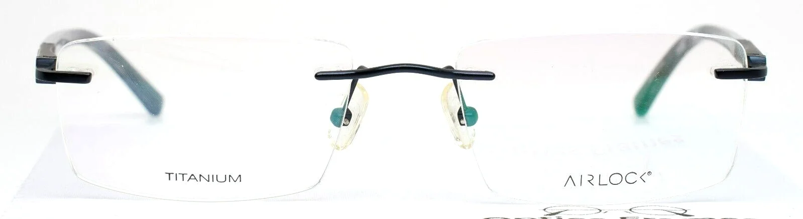 AIRLOCK Prestige 204 Blue Mens Rectangle Rimless Eyeglasses Frame 54-18-140 B:33 2