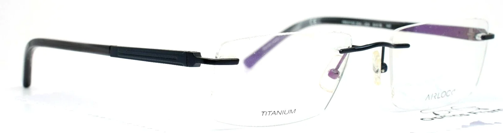 AIRLOCK Prestige 204 Blue Mens Rectangle Rimless Eyeglasses Frame 54-18-140 B:33 3
