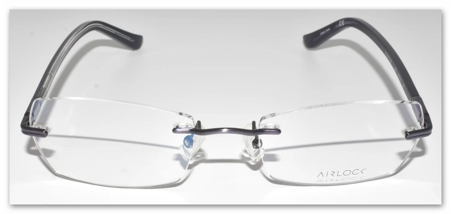 AIRLOCK TRIUMPH 205 449 Periwinkle Blue 53-19-135 Rimless Eyeglass Frame O243 3