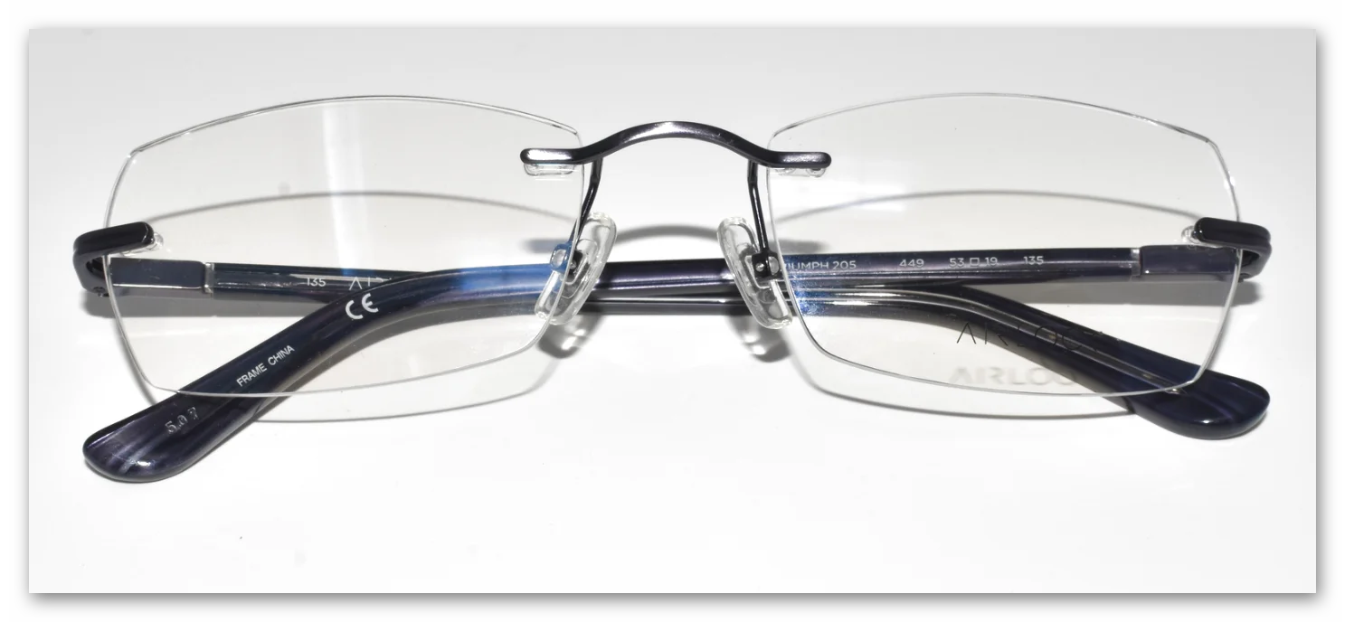 AIRLOCK TRIUMPH 205 449 Periwinkle Blue 53-19-135 Rimless Eyeglass Frame O243 4