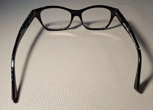 Alain Mikli Eyes RX Eyeglasses Polished Black Blue Checker A03006 B09E 52-16-140 4