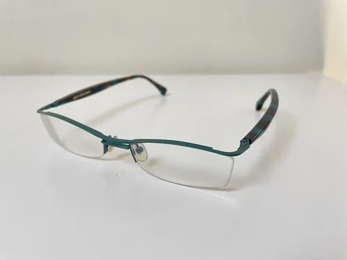 Alain Mikli France Eyeglasses Teal Aqua Brown Blue Half Rim Rectangle A0021-25