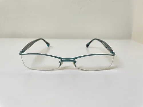 Alain Mikli France Eyeglasses Teal Aqua Brown Blue Half Rim Rectangle A0021-25 2