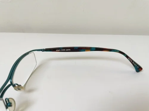 Alain Mikli France Eyeglasses Teal Aqua Brown Blue Half Rim Rectangle A0021-25 4
