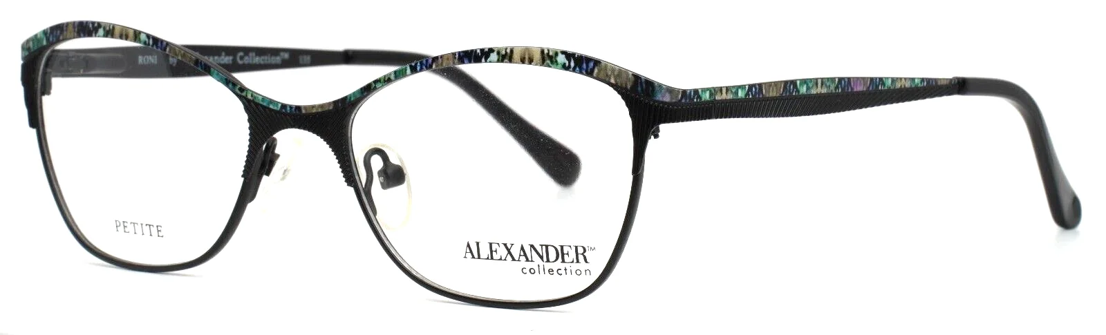 ALEXANDER COLLECTION Roni Onyx Black Womens Cat Eye Petite Eyeglasses 49-17-135