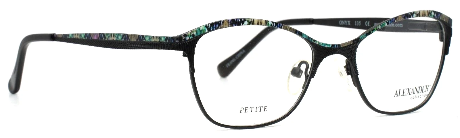 ALEXANDER COLLECTION Roni Onyx Black Womens Cat Eye Petite Eyeglasses 49-17-135 3