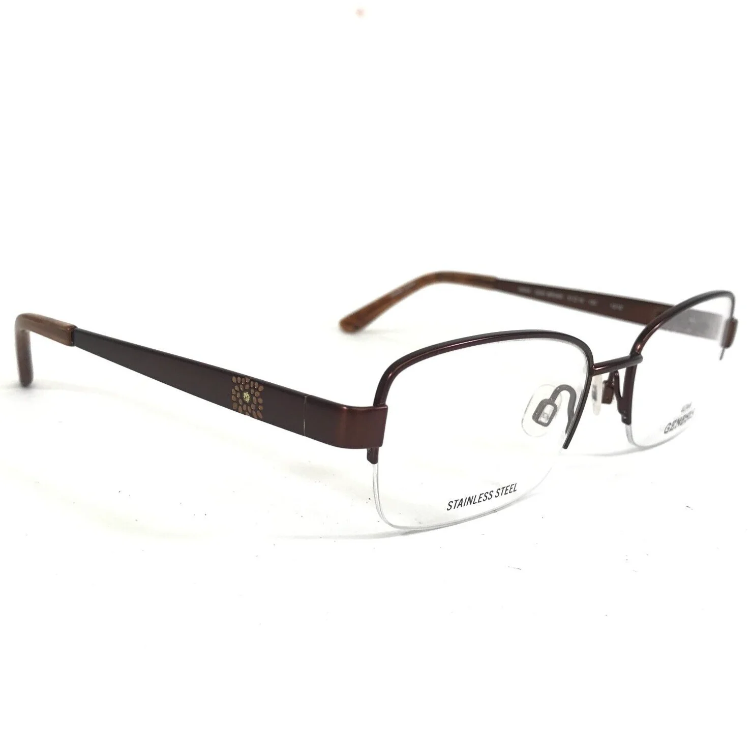 Altair Genesis Eyeglasses Frames G5048 200 Brown Floral Sparkly 51-18-135 3