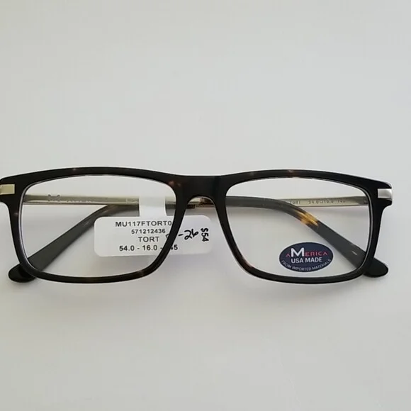 AMERICA USA MADE Brown Tort Eyeglasses 54-16-145