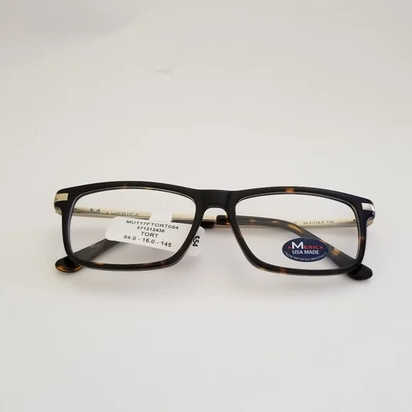AMERICA USA MADE Brown Tort Eyeglasses 54-16-145 3