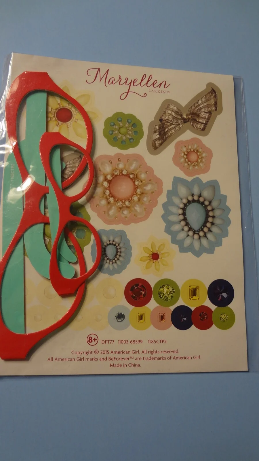 American Girl Maryellen stickers paper eyeglasses for doll & girl promo NIB