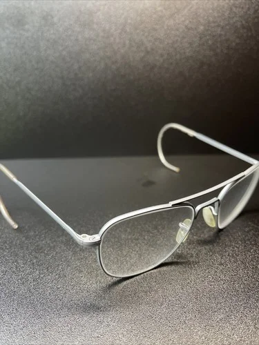 American Optical AO 6 1/2 Silver Aviator Wrap Around Frames G4