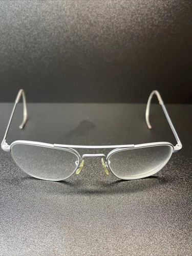 American Optical AO 6 1/2 Silver Aviator Wrap Around Frames G4 2