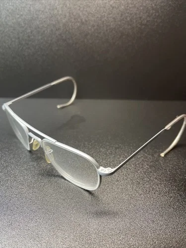 American Optical AO 6 1/2 Silver Aviator Wrap Around Frames G4 3