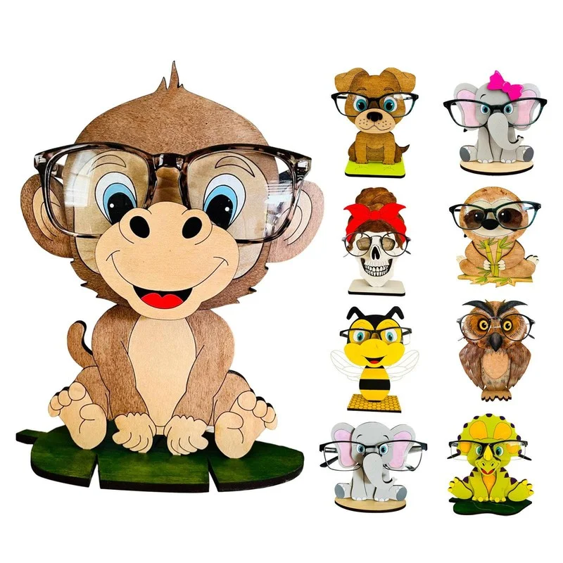 Animal Glasses Holder Handmade 3D Wood Carved Eyeglass Holdr Display Stand Desk