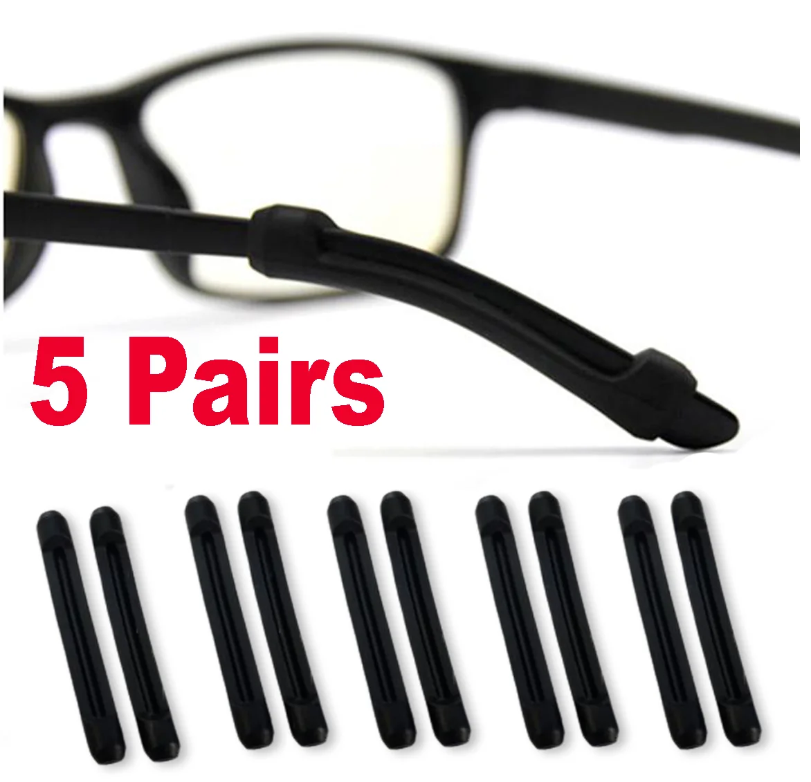 Anti-Slip Glasses Ear Hook Grip Cushions Eyeglass Pads Cover Sport Holder 5 Pair