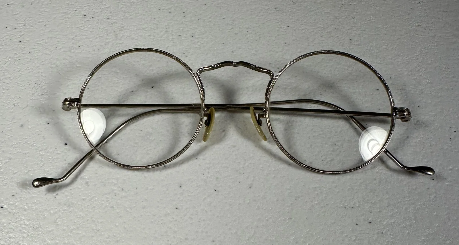 Antique 1920’s American Optical Cortland Frame Eyeglasses Silver Tone Dot Twist