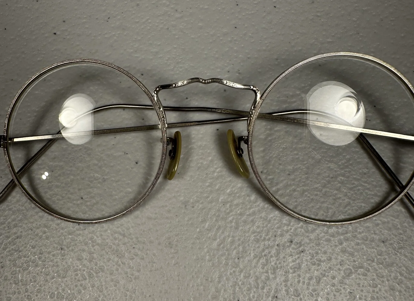 Antique 1920’s American Optical Cortland Frame Eyeglasses Silver Tone Dot Twist 2