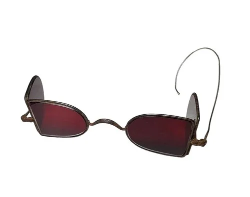 Antique 19th century carriage spectacles railroad eyeglasses Ruby Red