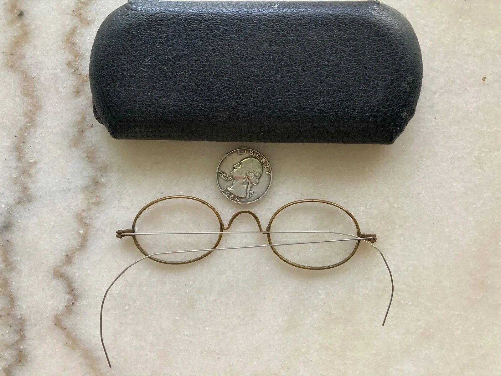 Antique BEN FRANKLIN OVAL Filled Frame Eyeglass STEEL CASED R/X SPECTACLES WIRE 2
