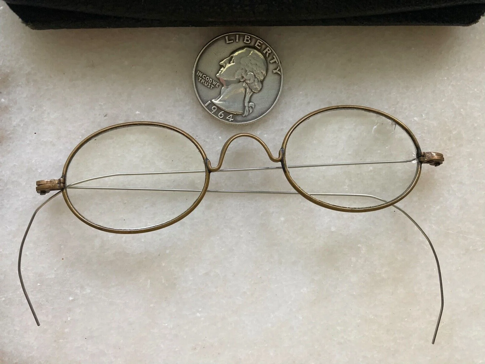 Antique BEN FRANKLIN OVAL Filled Frame Eyeglass STEEL CASED R/X SPECTACLES WIRE 4