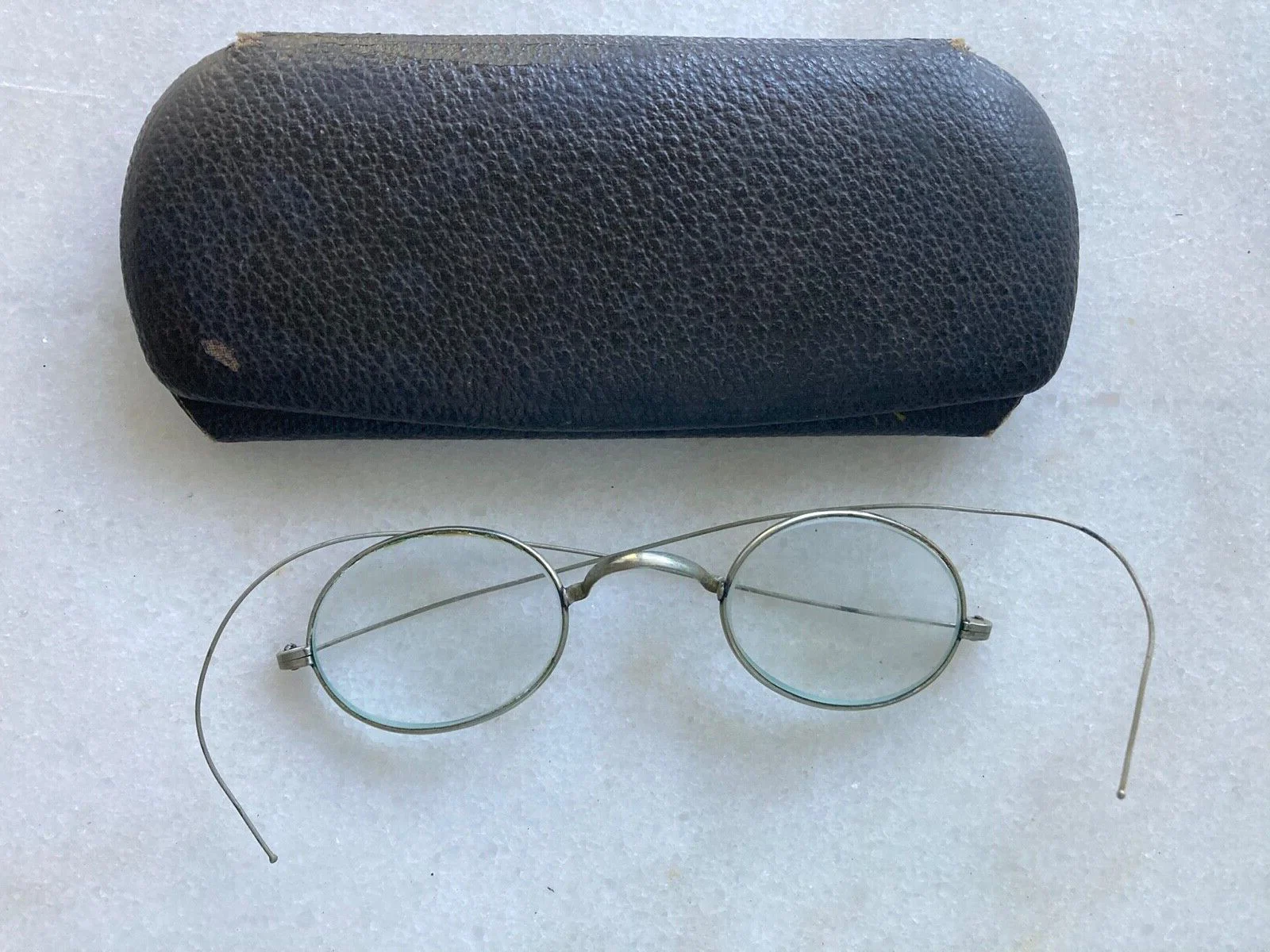 Antique BEN FRANKLIN OVAL VTG SILVER Frame R/X Eyeglass ERIE, PA STEEL CASED VG+