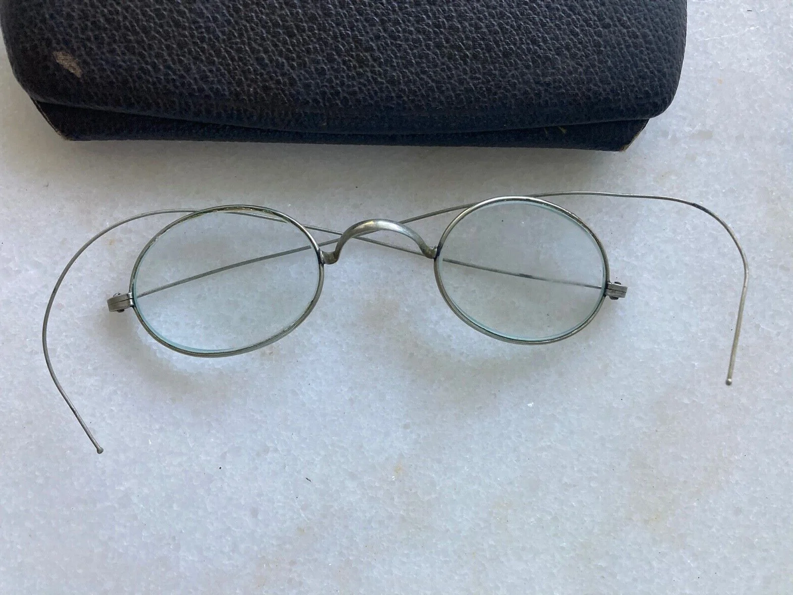 Antique BEN FRANKLIN OVAL VTG SILVER Frame R/X Eyeglass ERIE, PA STEEL CASED VG+ 2