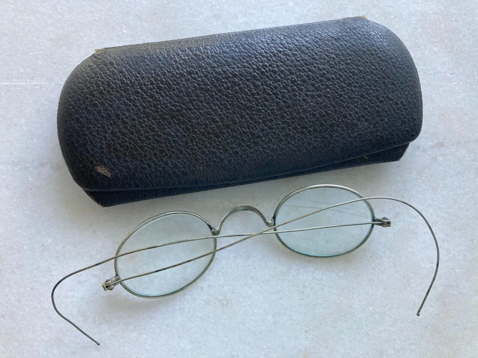 Antique BEN FRANKLIN OVAL VTG SILVER Frame R/X Eyeglass ERIE, PA STEEL CASED VG+ 3