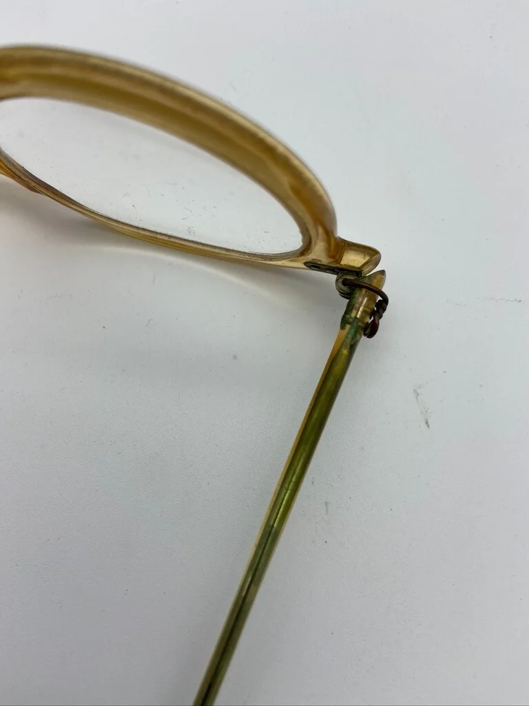 Antique B&L Bausch & Lomb Wire Frame Eye Glasses Cable Temple W Case 4