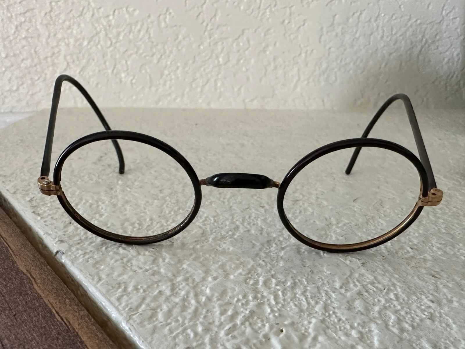 Antique Eyeglass Frames HARRY POTTER Halloween Mahogany&Gold w spring-close case 2