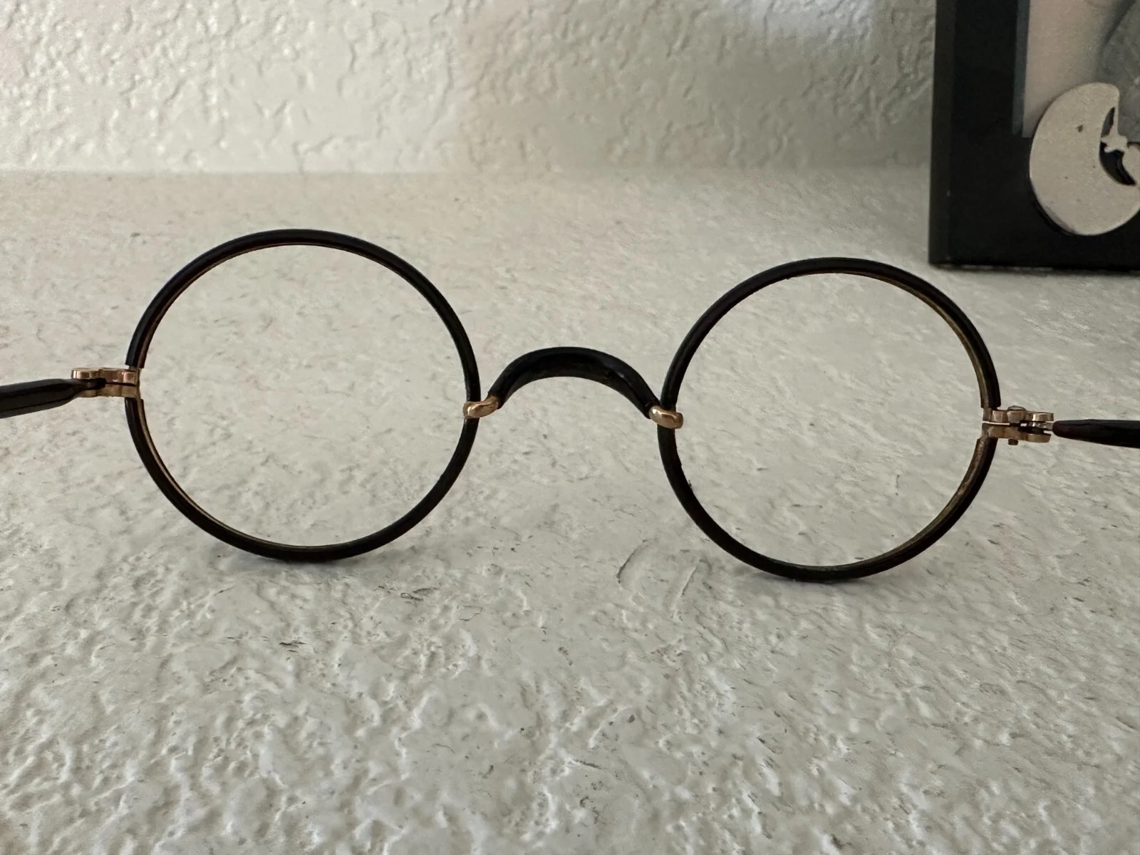 Antique Eyeglass Frames HARRY POTTER Halloween Mahogany&Gold w spring-close case 3