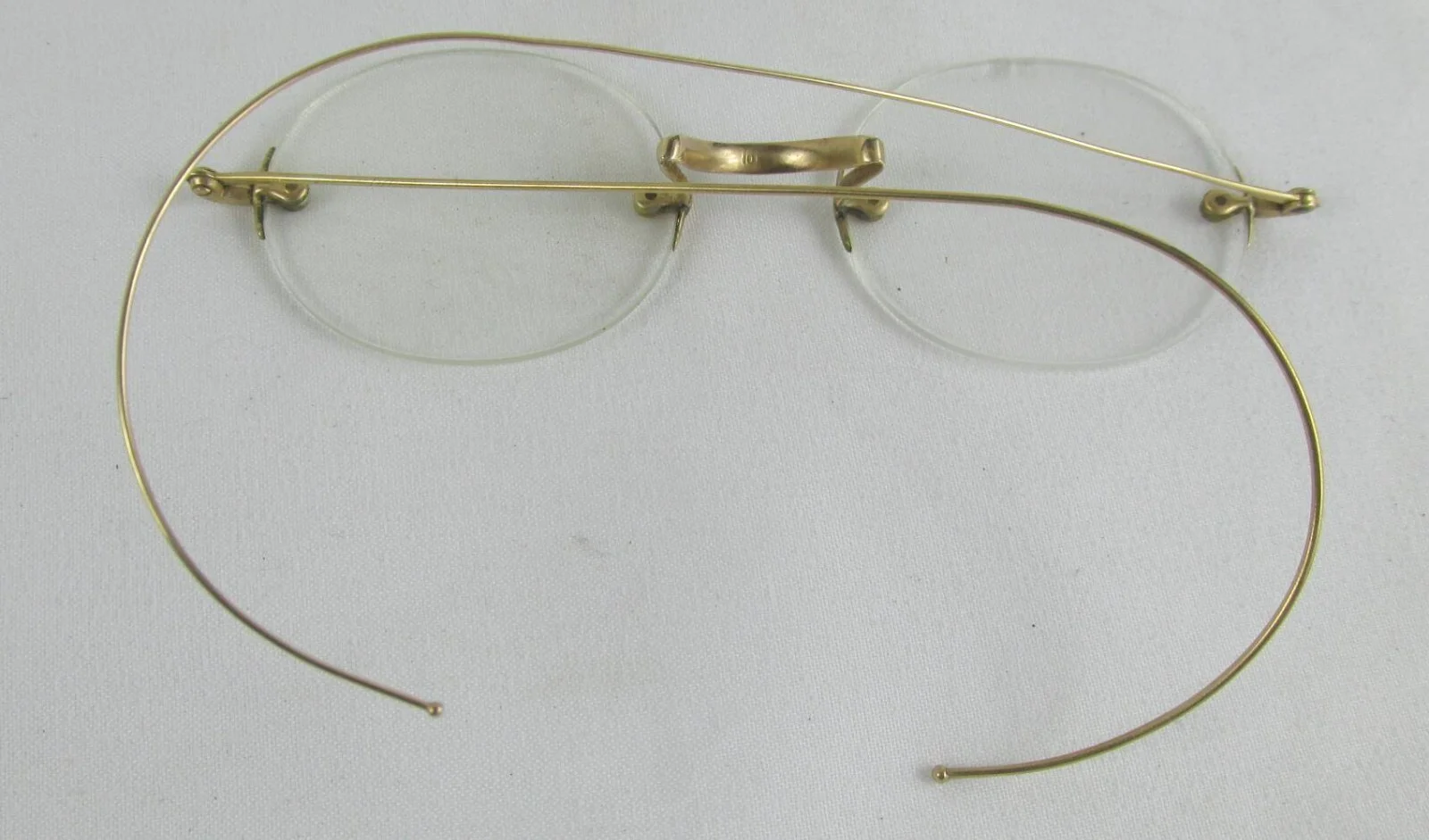 Antique Eyeglasses Rimless Eyeglasses Saddle Bridge Solid 10K Gold