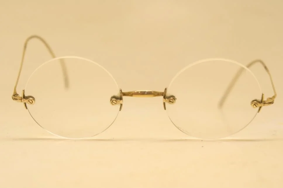 Antique Eyeglasses Saddle Bridge Rimless Glasses Frames Vintage Silver Jobs