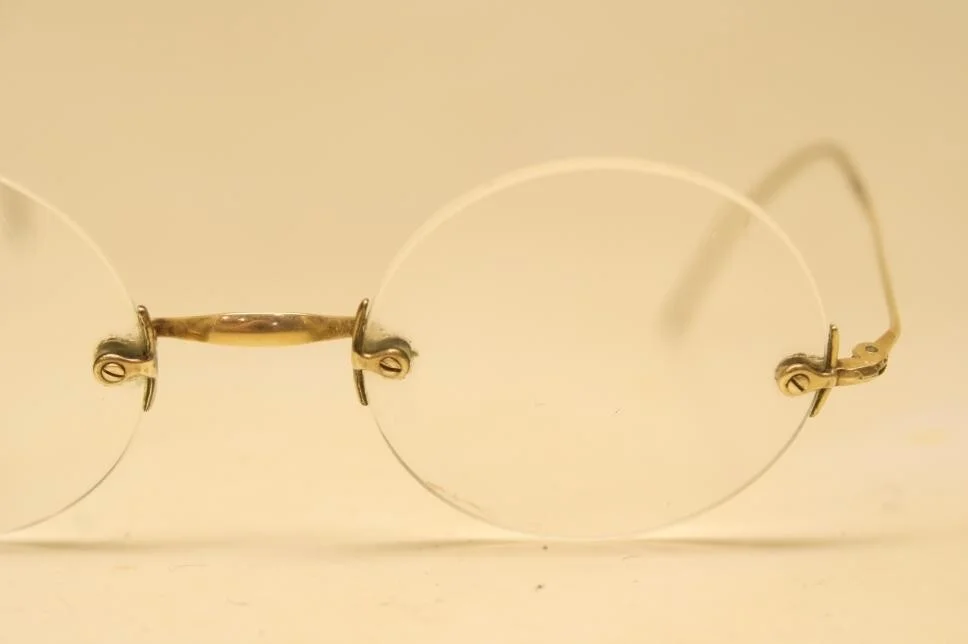 Antique Eyeglasses Saddle Bridge Rimless Glasses Frames Vintage Silver Jobs 2