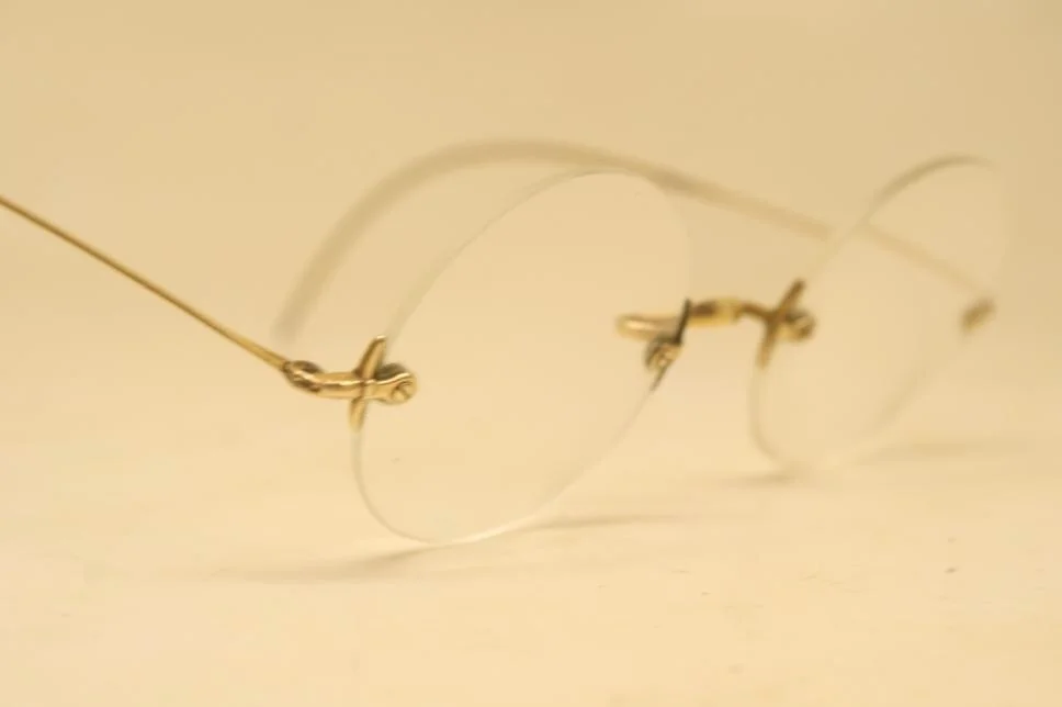 Antique Eyeglasses Saddle Bridge Rimless Glasses Frames Vintage Silver Jobs 3