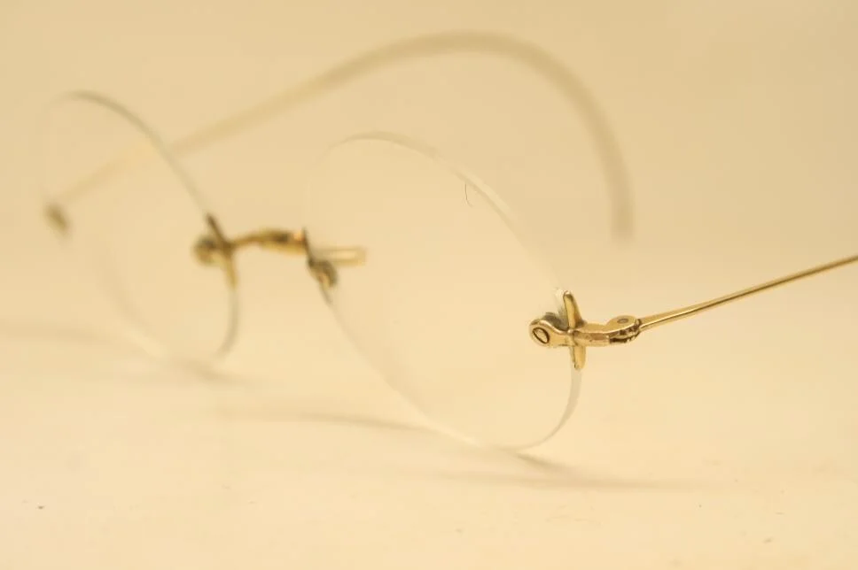 Antique Eyeglasses Saddle Bridge Rimless Glasses Frames Vintage Silver Jobs 4
