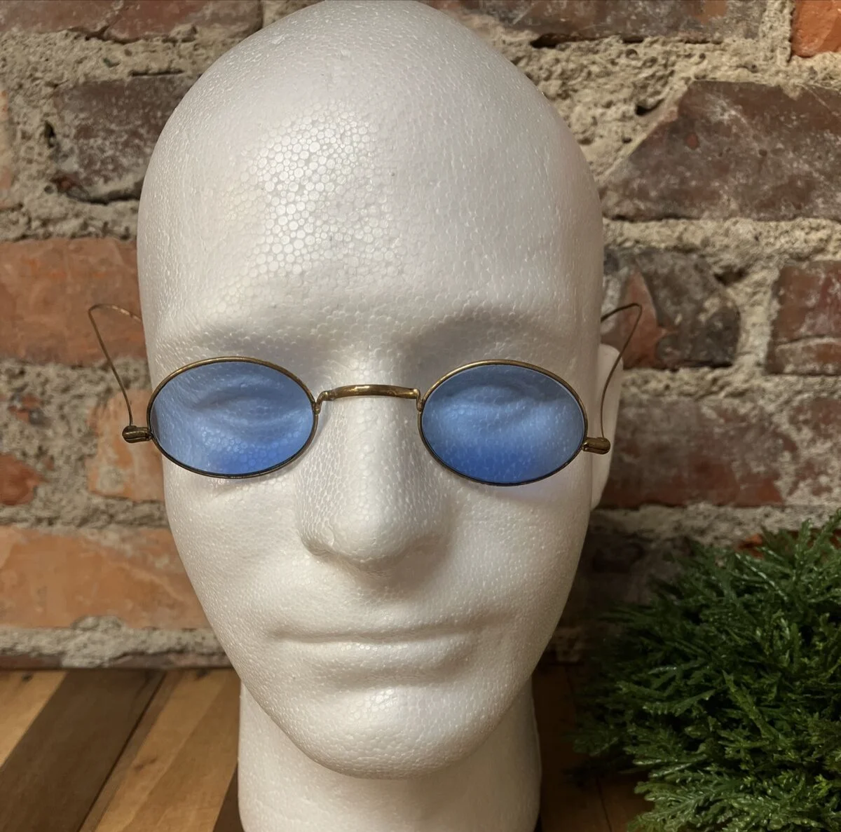 Antique Eyeglasses Spectacles Blue Lenses Wire Frame 19th Century