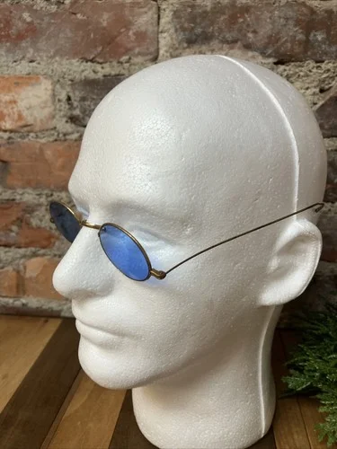 Antique Eyeglasses Spectacles Blue Lenses Wire Frame 19th Century 2