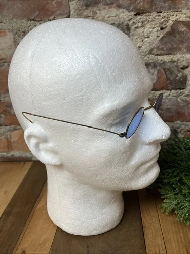 Antique Eyeglasses Spectacles Blue Lenses Wire Frame 19th Century 3