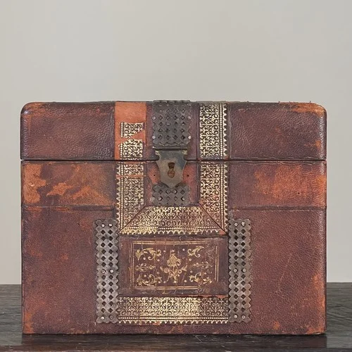 Antique French 19th Century Leather Tantalus 2