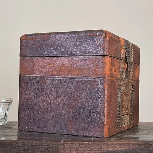 Antique French 19th Century Leather Tantalus 3