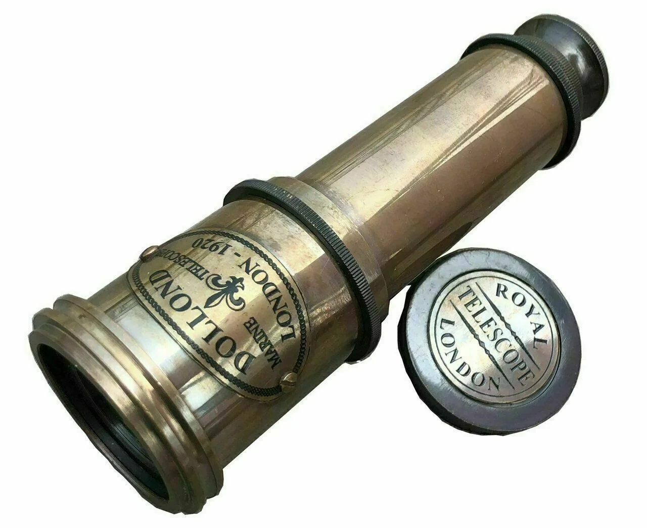 Antique French Maritime Telescope WWI Navy Eyeglass Vintage Brass Leather France 2