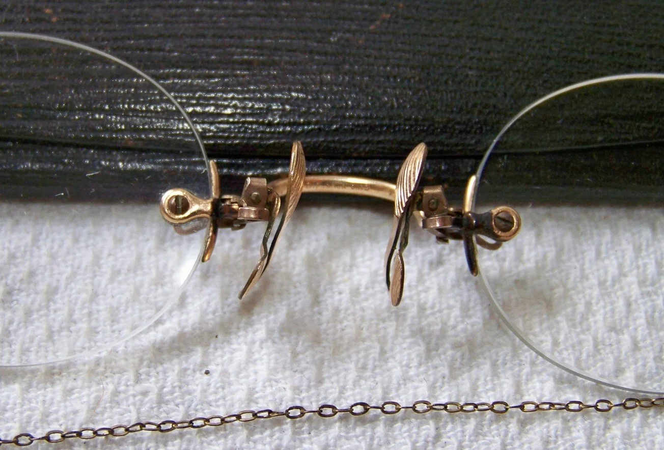 Antique G.F. SHUR-ON 9 Gold Filled Pince Nez Frameless Oval Eyeglass Spectacles 4