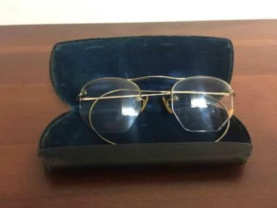 Antique Huron Gold Filled Wire Rim Glasses In Dr. J.W. Kenaga Case Toledo