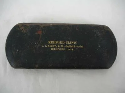 Antique Medford Clinic Wisconsin C. J. Nedry M.D. Metal Eye Glasses Case