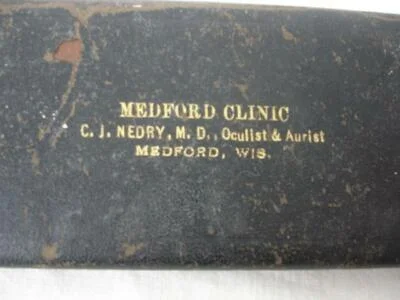 Antique Medford Clinic Wisconsin C. J. Nedry M.D. Metal Eye Glasses Case 2
