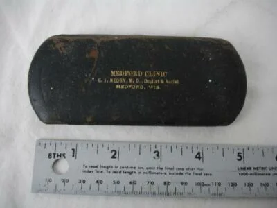 Antique Medford Clinic Wisconsin C. J. Nedry M.D. Metal Eye Glasses Case 3